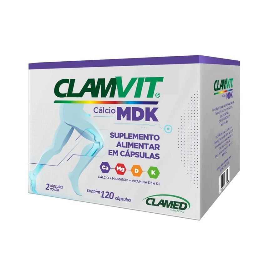 Alimentar Suplemento Clamvit Cálcio Mdk 120 Cápsulas