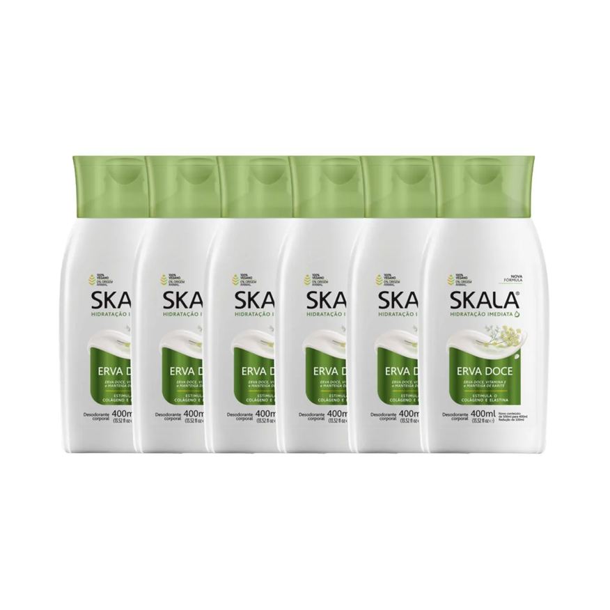 Kit 6 Loção Creme Hidratante Corporal Erva Doce Vegano Skala