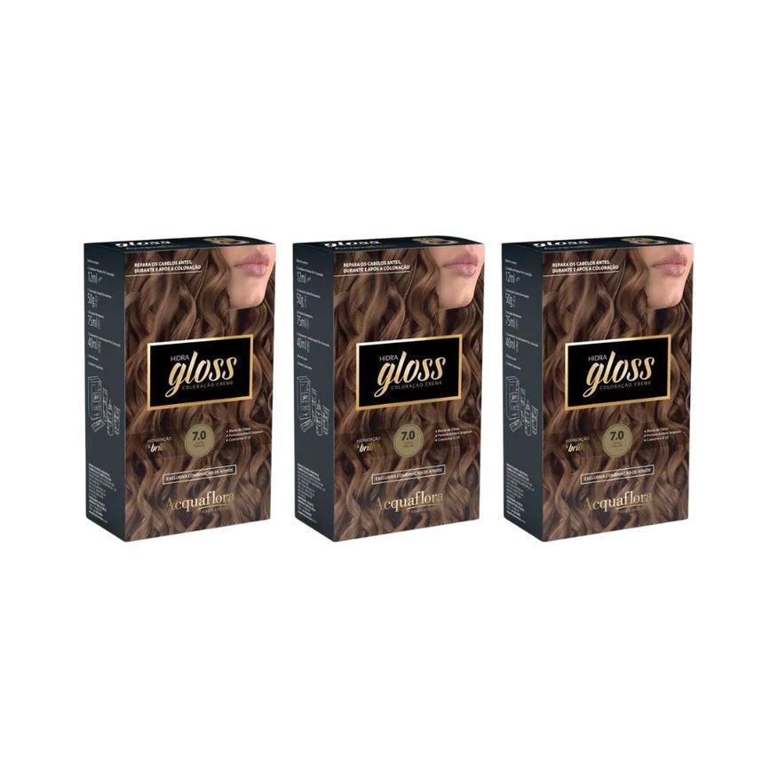 Acquaflora Coloraçao Hidra Gloss 7.0 Louro Natural-Kit C/3un
