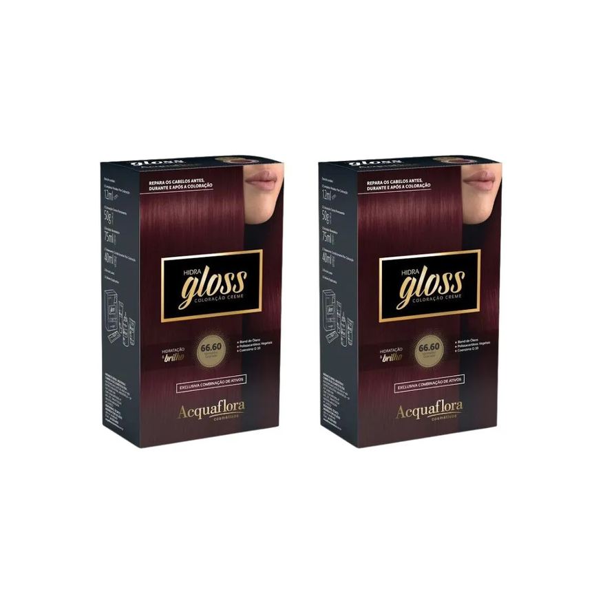 Acquaflora Coloraçao Hidra Gloss 66.60 Verm Granada-Kit C2un