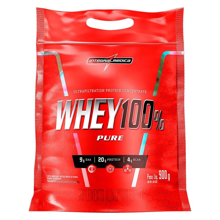 Integralmédica Whey 100% Pure 907g Refil - Morango
