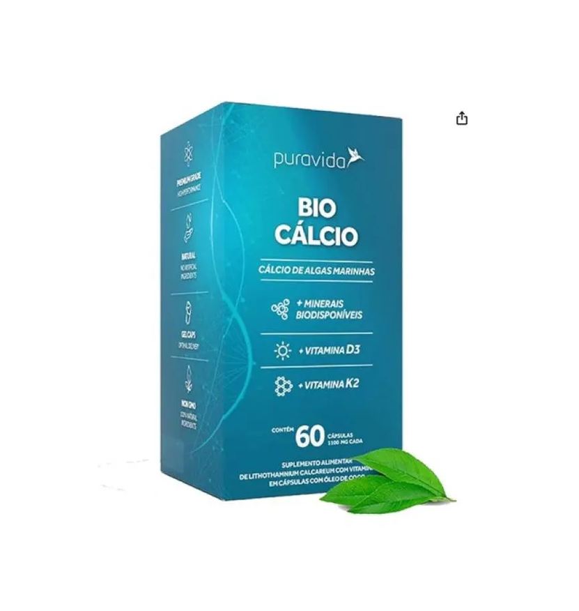 Puravida Suplemento Bio Calcio de Algas Marinhas 60 Cápsulas