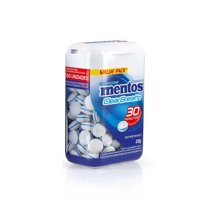 Mentos Pastilha Clear Breath Peppermint com 105g