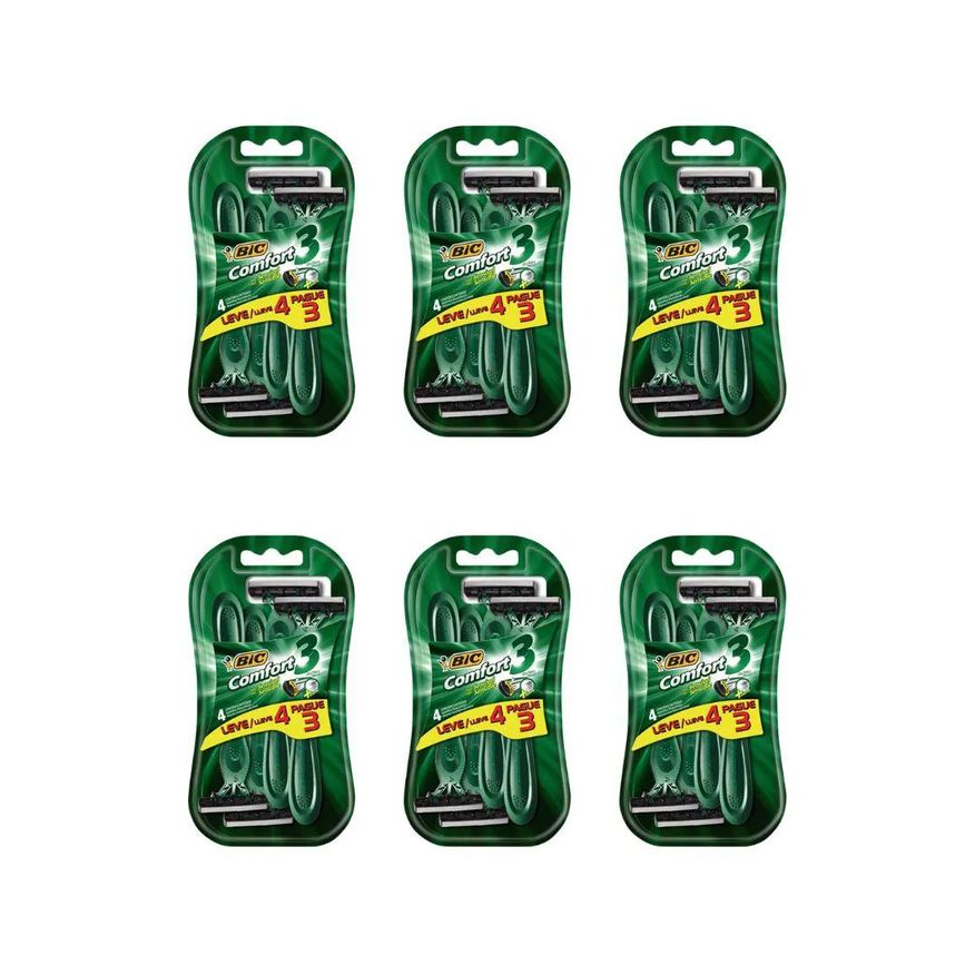 Bic Aparelho de Barbear Comfort 3 L4P3 Pele Sensivel-Kit 6un