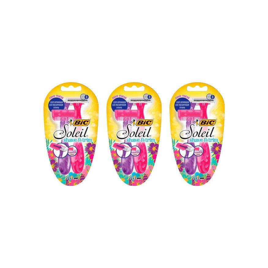 Bic Aparelho de Barbear Soleil Shave Trim Rosa/Roxo C/2- 3un