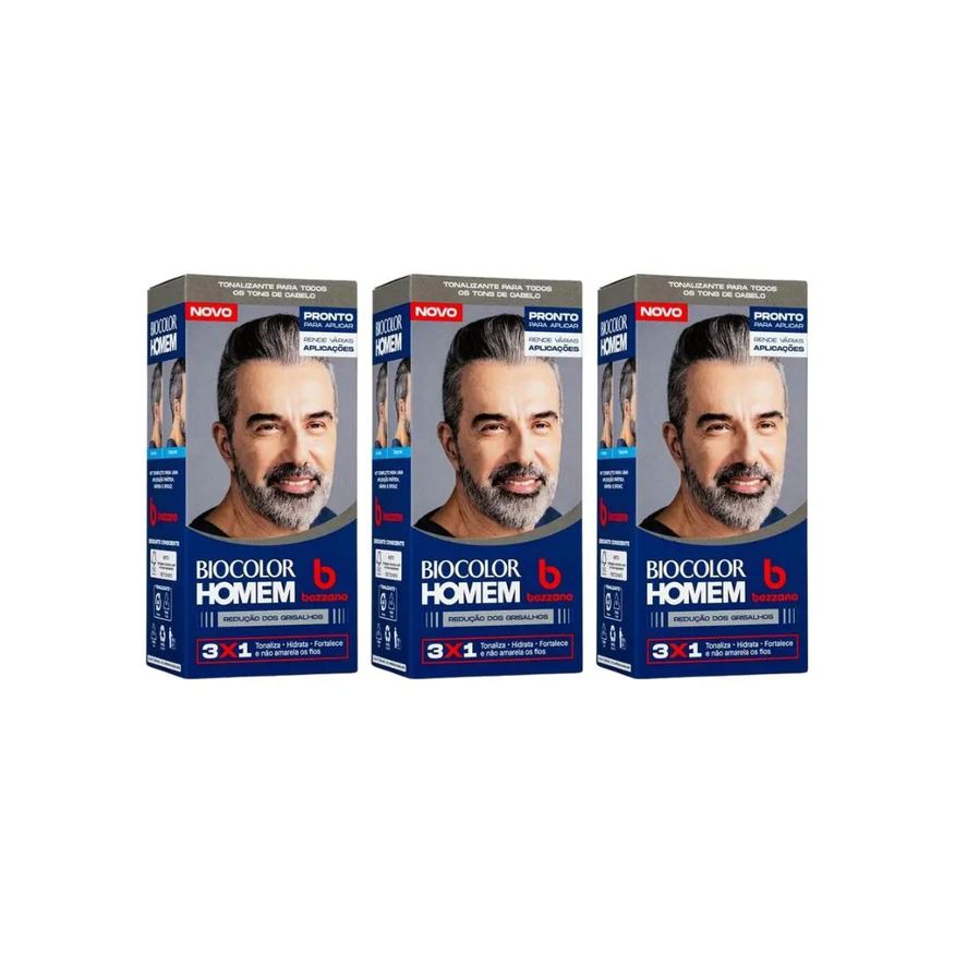 Bozzano Coloraçao Biocolor Homem Red Grisalho-Kit C/3un