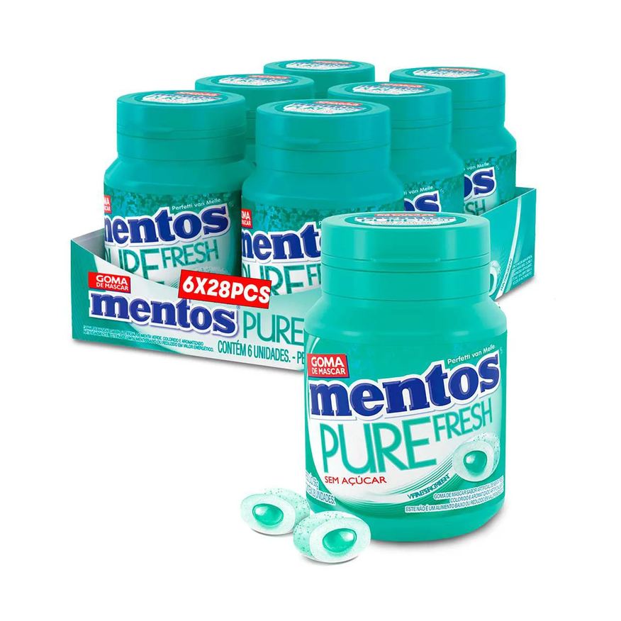 Pure Mentos Fresh Chiclete Sem Açúcar Sabor Wintergreen com 28 unidades