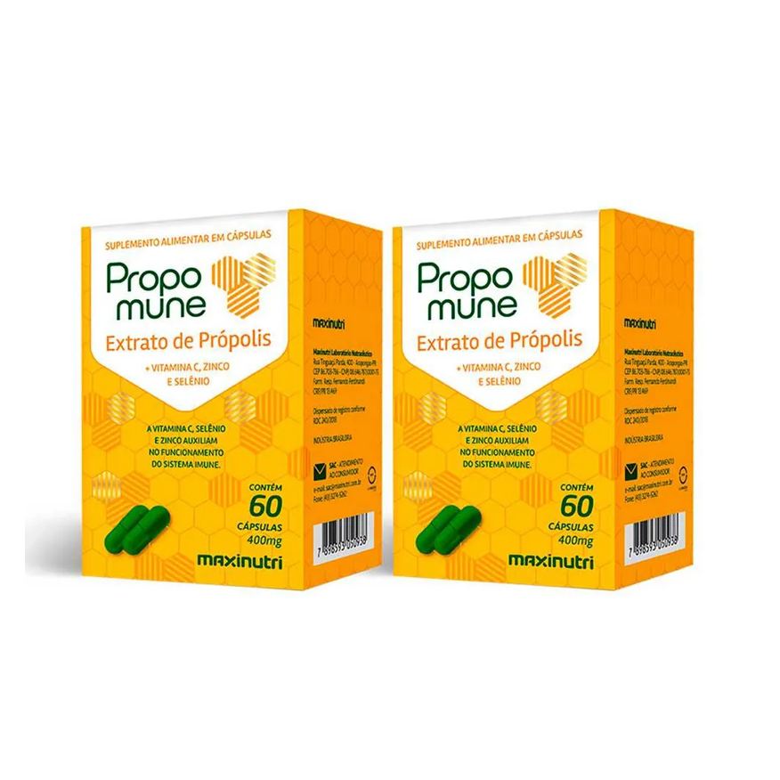 Maxinutri Kit 2 Propomune Própolis Vitamina C Zinco 60 Cápsulas