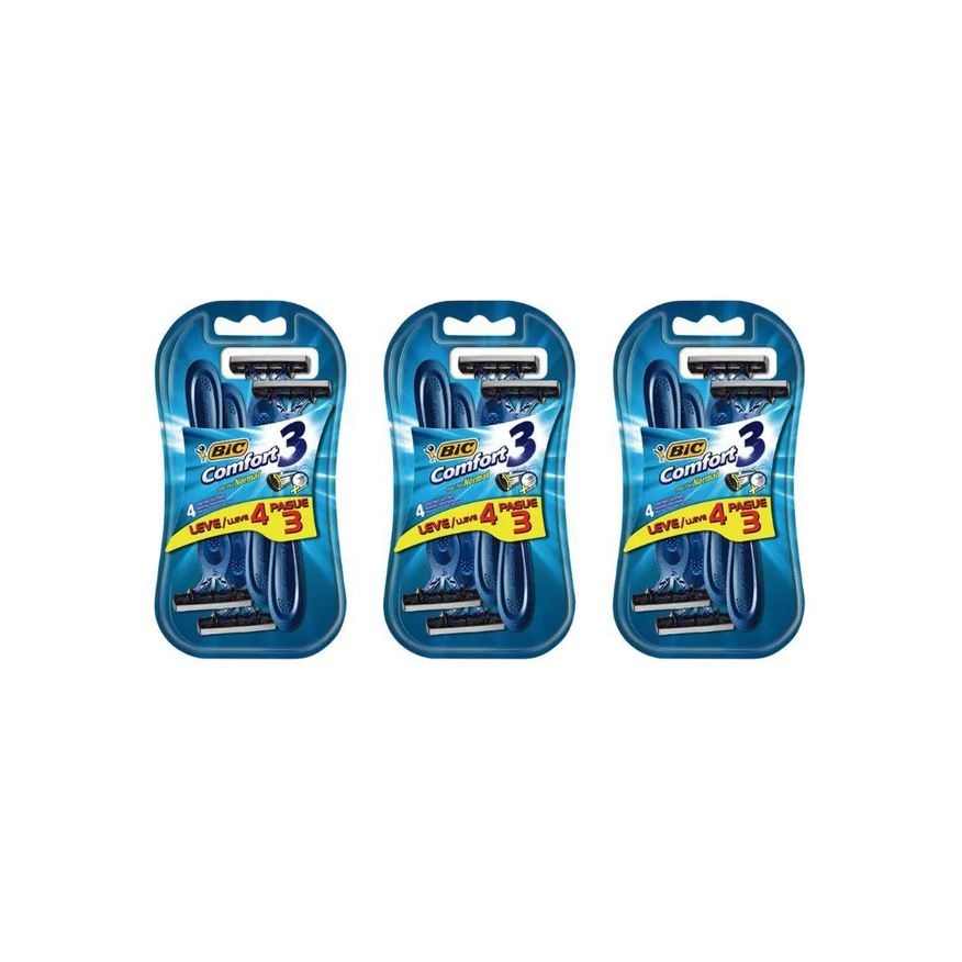 Bic Aparelho de Barbear Comfort 3 L4P3 Pele Normal - Kit 3un