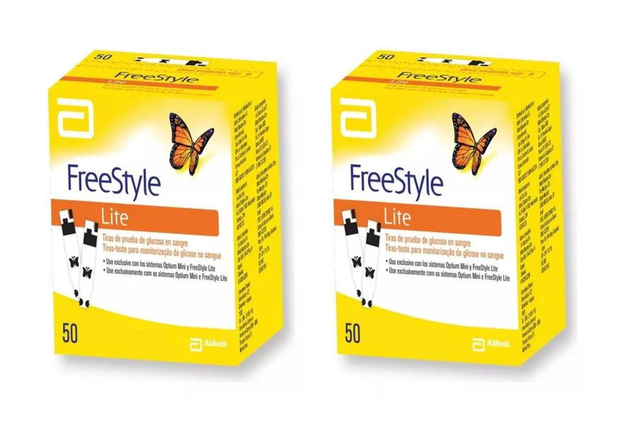 Abbott Kit 2 Tiras Glicemia Glicose P/ Diabete Freestyle Lite 50un