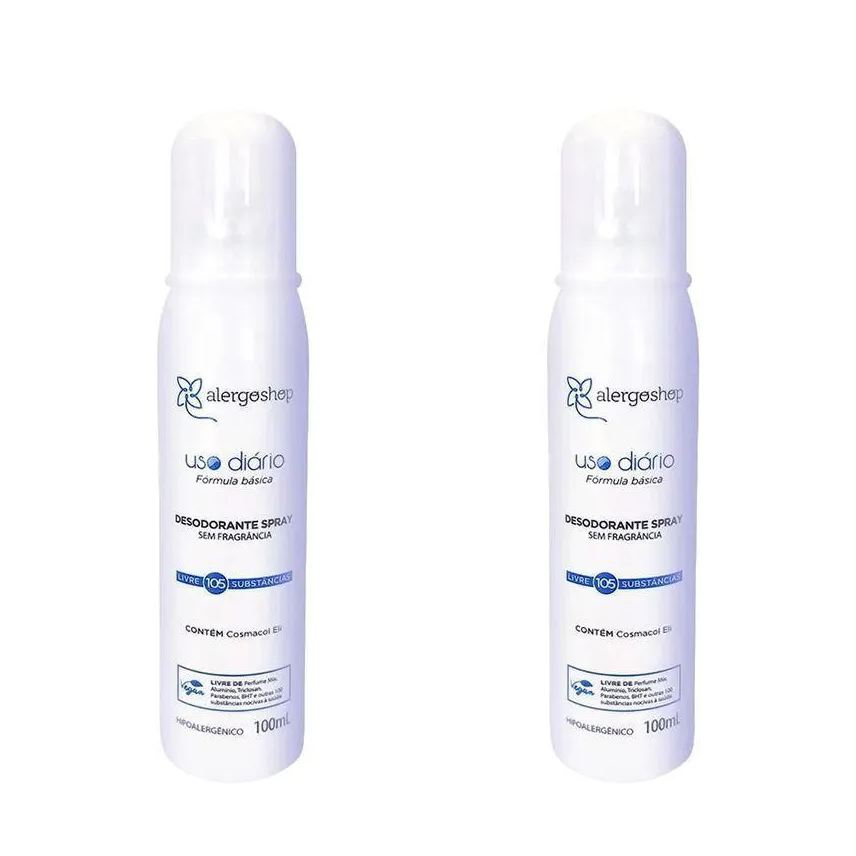 Alergoshop KIT 2 Desodorantes Spray Sem Fragrância Hipoalergênico 100ml