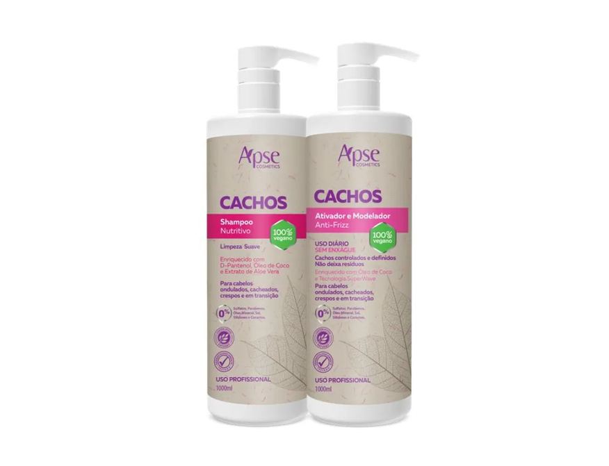 Apse Cosmétics Kit Apse Shampoo E Ativador Profissional Cachos 1000ml