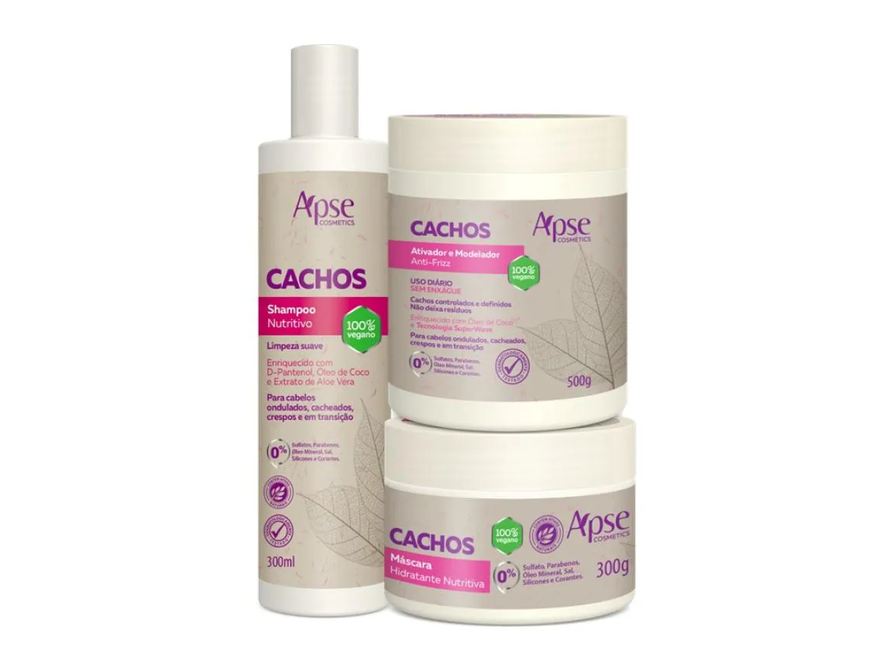 Apse Cosmétics Kit Apse Shampoo, Máscara E Ativador Cachos