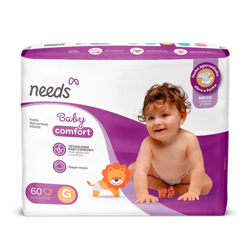 Needs Fralda Baby Comfort G 60 Unidades