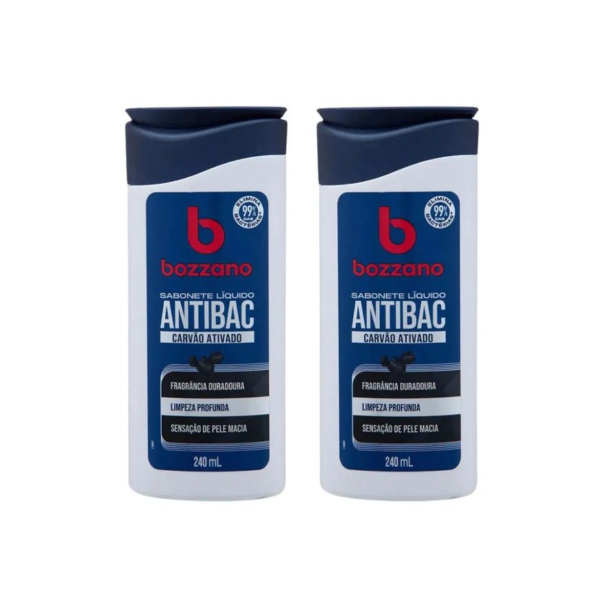 Bozzano Sabonete Liquido Carvao Ativado 240ml - Kit C/ 2un