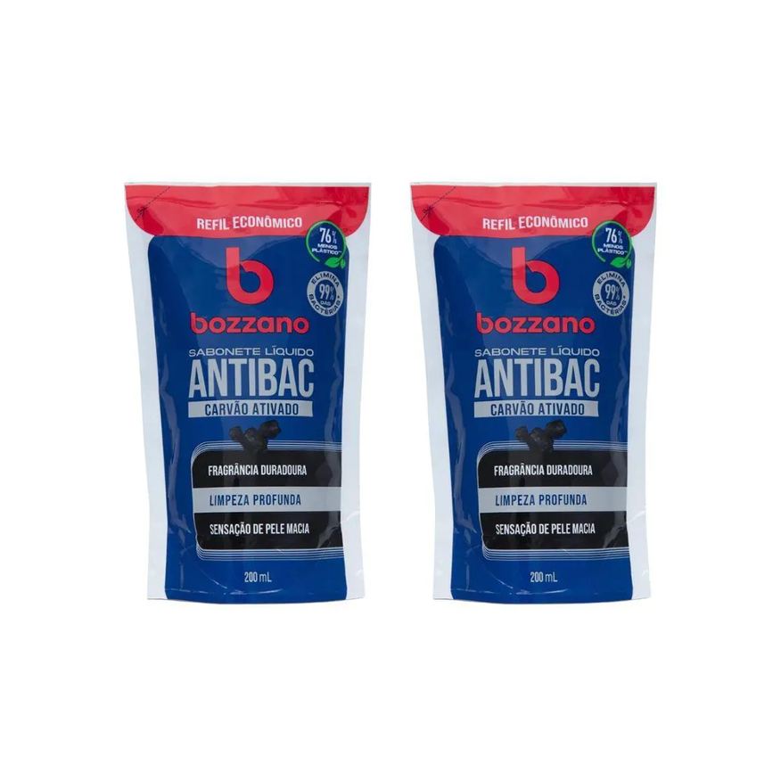 Bozzano Sabonete Liquido Carvao Ativado Refil 200ml - 2un