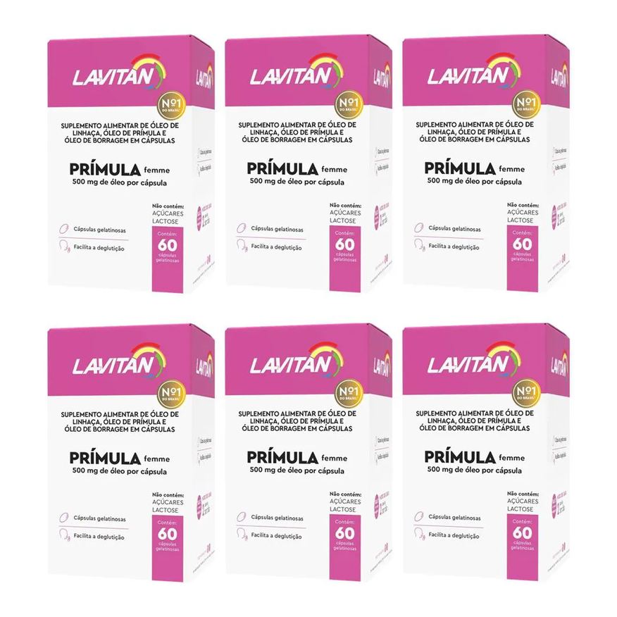 Cimed Kit 6 Lavitan Óleo de Prímula Femme 60Cps