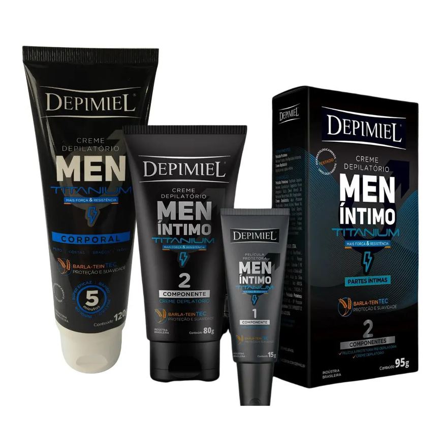 Depilação Kit Depimiel Masculino Men Corpo + Partes Íntimas