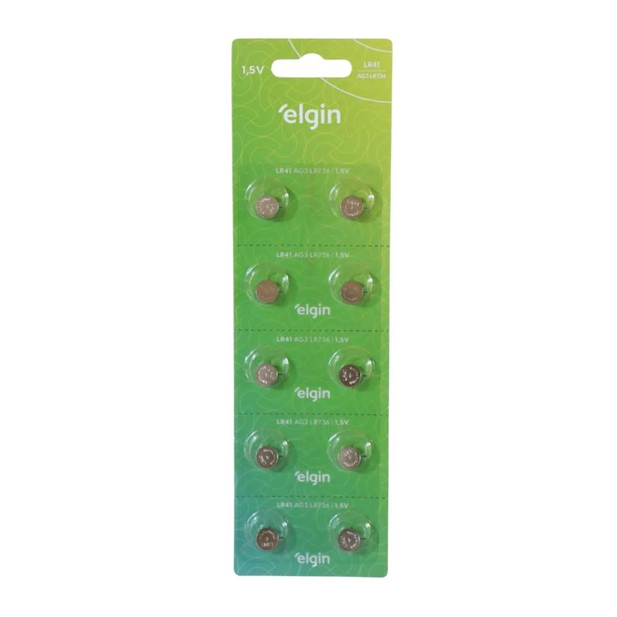 Baterias 10 Pilhas Alcalina Lr41 1,5v Blister Cartela Elgin