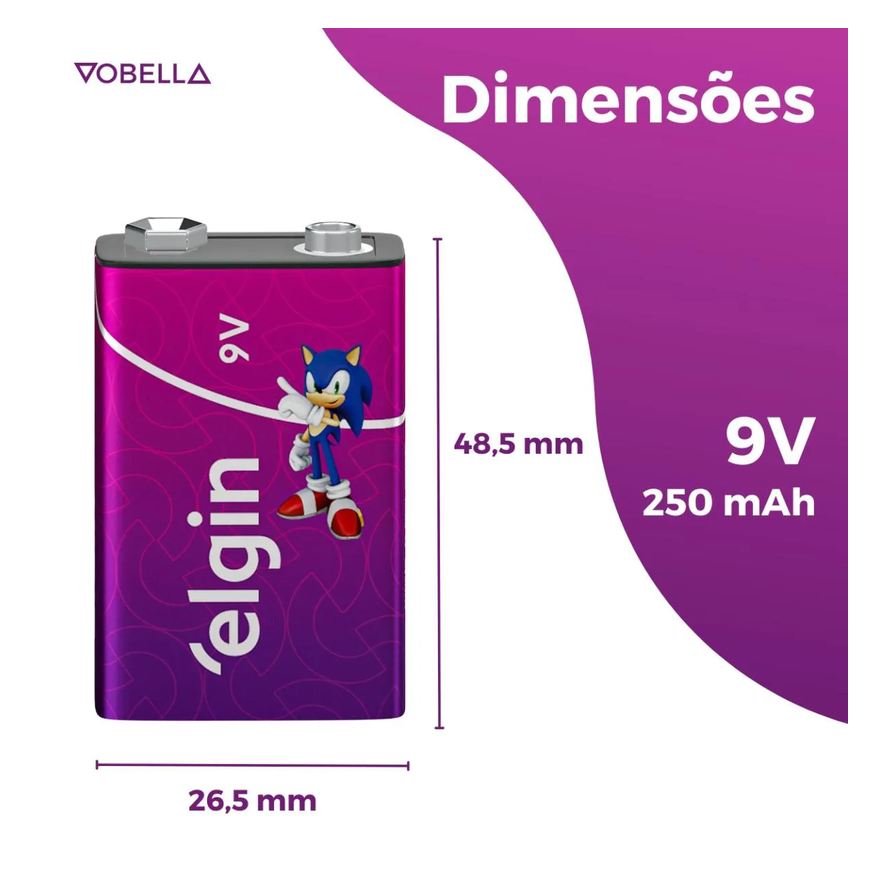 Recarregável Bateria 250mah 9v Sensor Controle Elgin