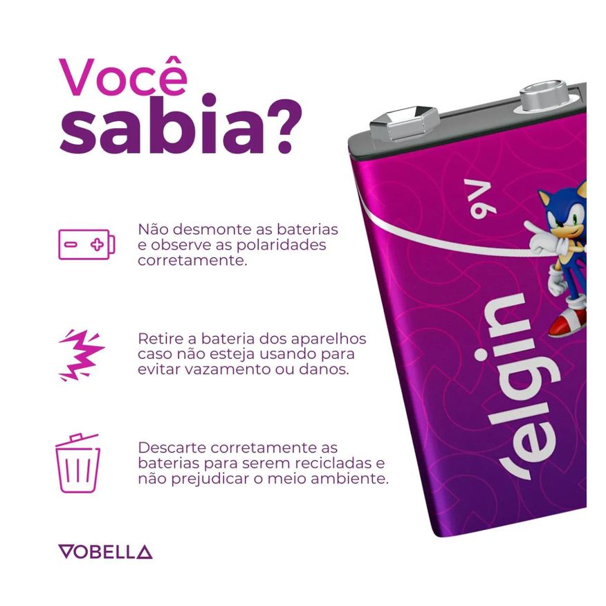 Recarregável Bateria 250mah 9v Sensor Controle Elgin