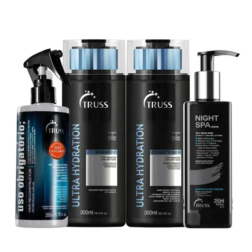 Truss Kit Ultra Hydration Shampoo 300ml + Condicionador 300ml + Night Spa 250ml + Uso Obrigatório 260ml