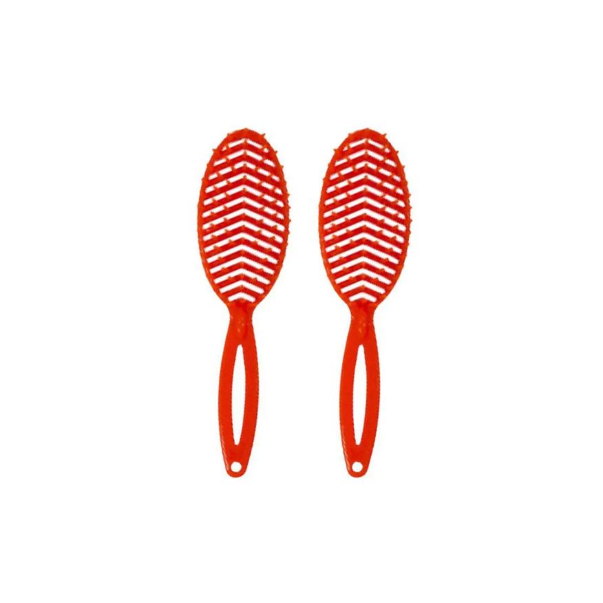 Darma Escova de Cabelo Flex 339 Oval Laranja - Kit C/ 2un