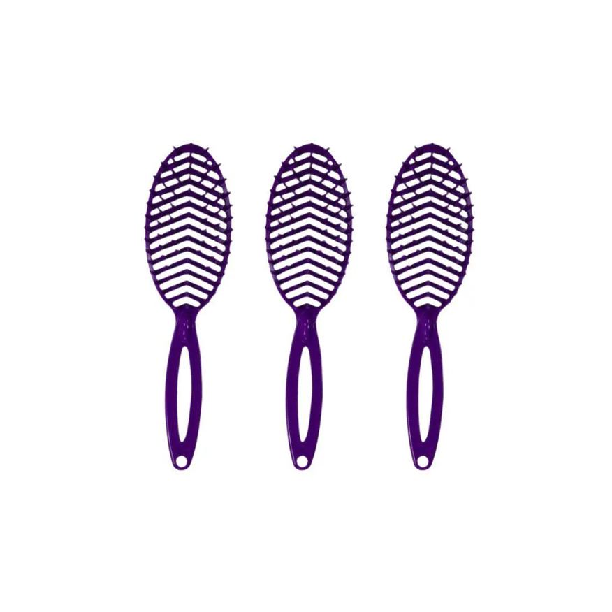Darma Escova de Cabelo Flex Oval Roxa - Kit C/ 3un