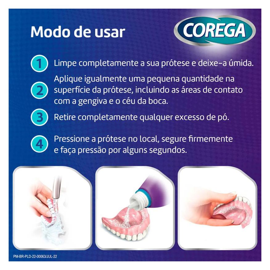 Pó Kit Fixador de Dentadura Corega 3 em 1 22g 3 unidades