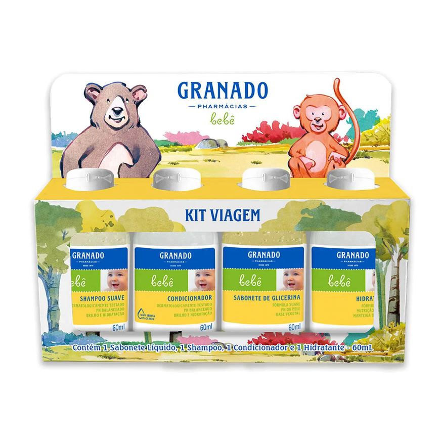 Granado Kit viagem Bebê Sabonete Líquido + Shampoo + Condicionador + Hidratante