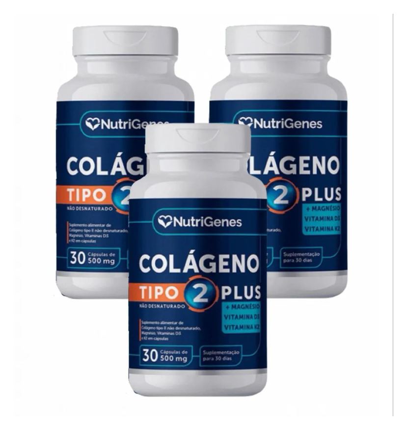 Nutrigenes 3x Colágeno Tipo2 Plus + Vit D 3 + Vit K2 + Magnésio