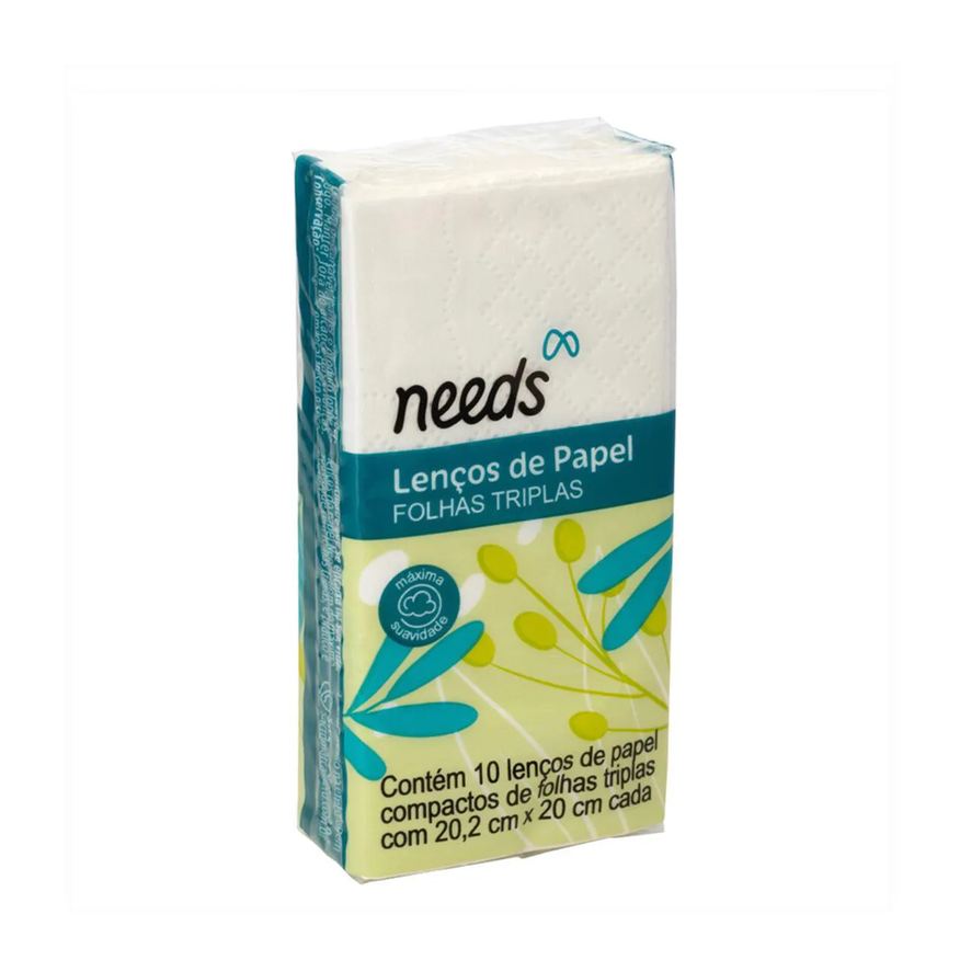 Needs Lenço de Papel Folhas Triplas 10 Unidades