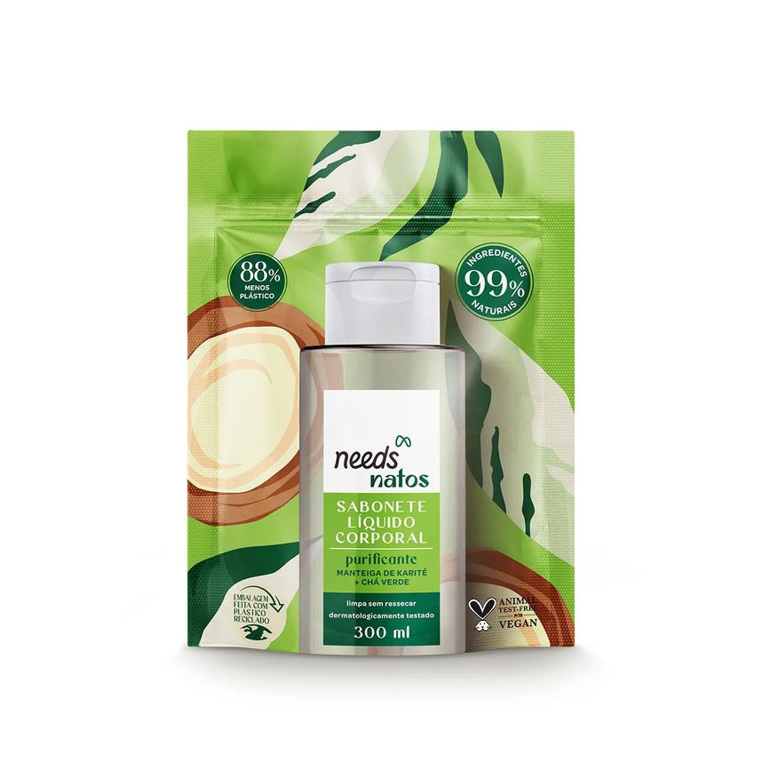 Needs Sabonete Líquido Corporal Natos Purificante Refil 300ml