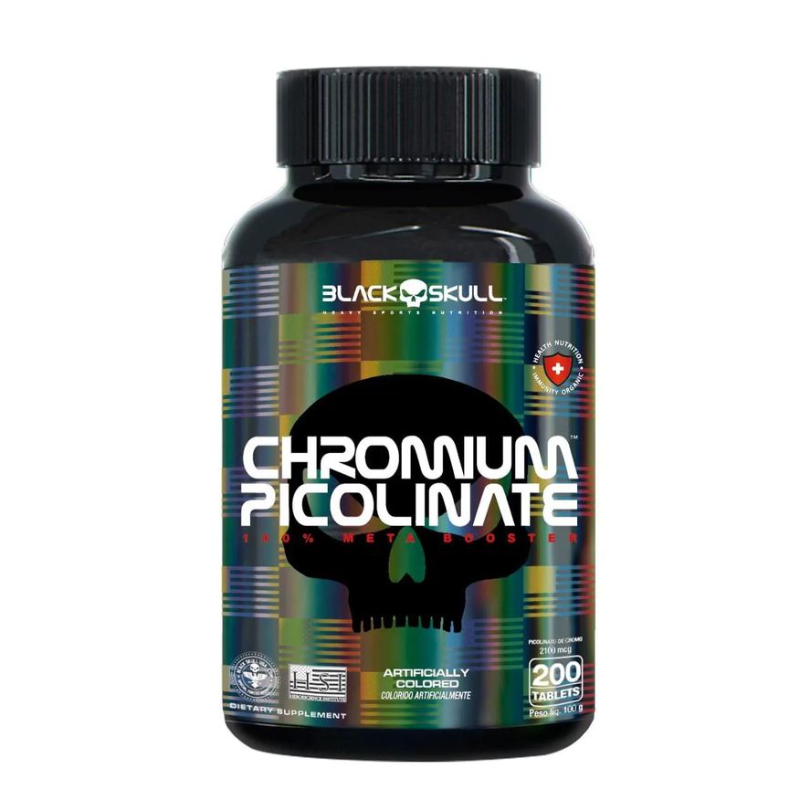 Black Skull Chromium picolinate - 200 tabletes sem sabor