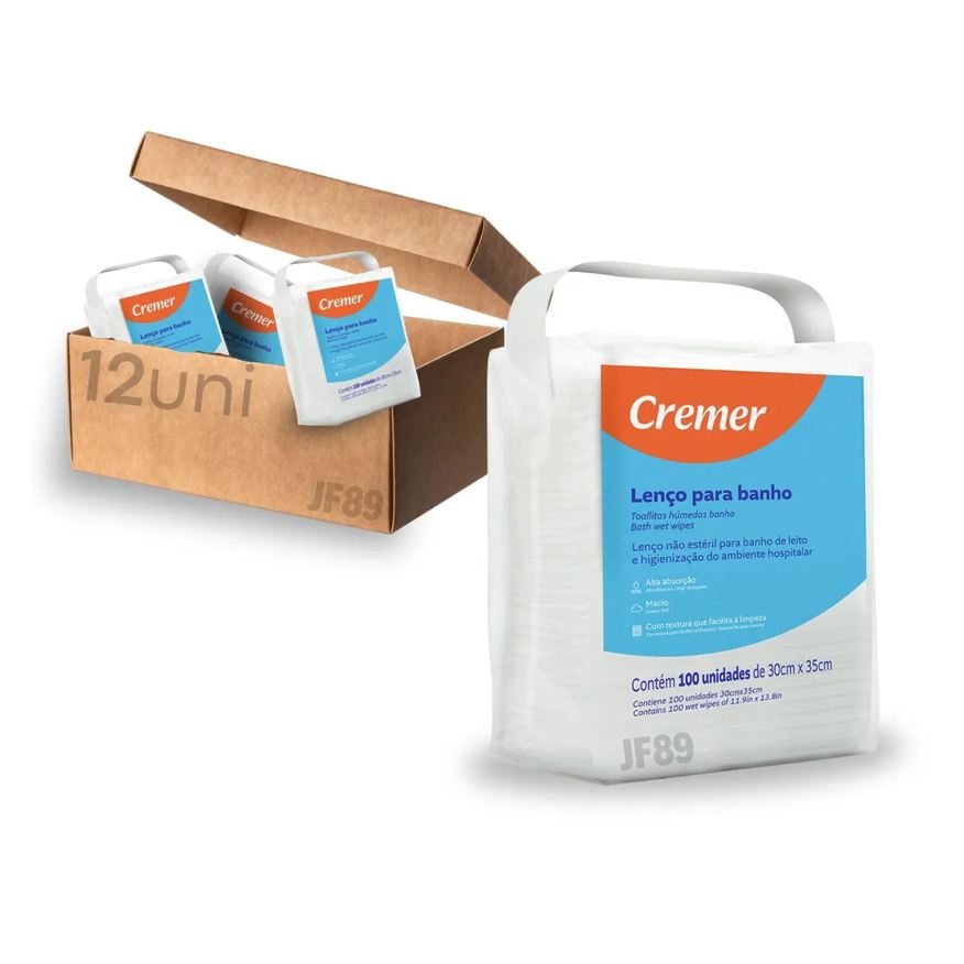 Cremer Lenço de Banho c/ 1200 unidades (12 pac. com 100 uni)