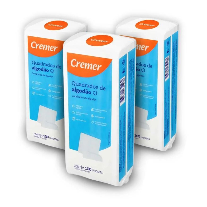 Cremer Algodão quadrado bebê Sem Perfume 300 unidades