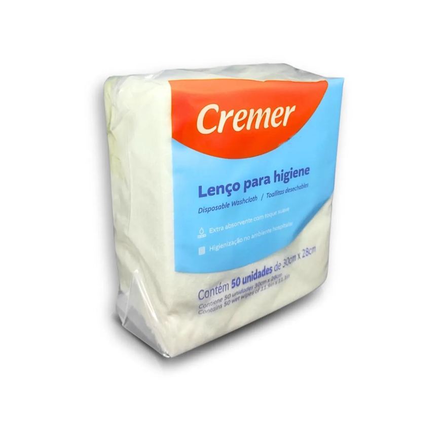 Cremer Lenço de Higiene e Banho Pacote com 50 unidades