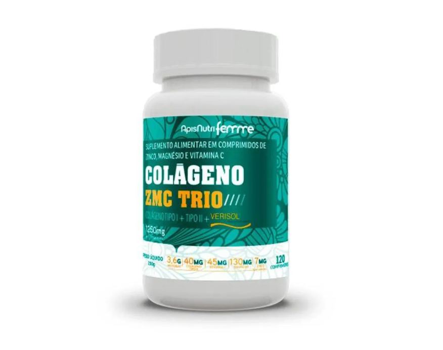 Apisnutri Colágeno Zmc Trio Verisol + Tipo I + Tipo Ii 1250mg (120 cápsulas) - Padrão: Único