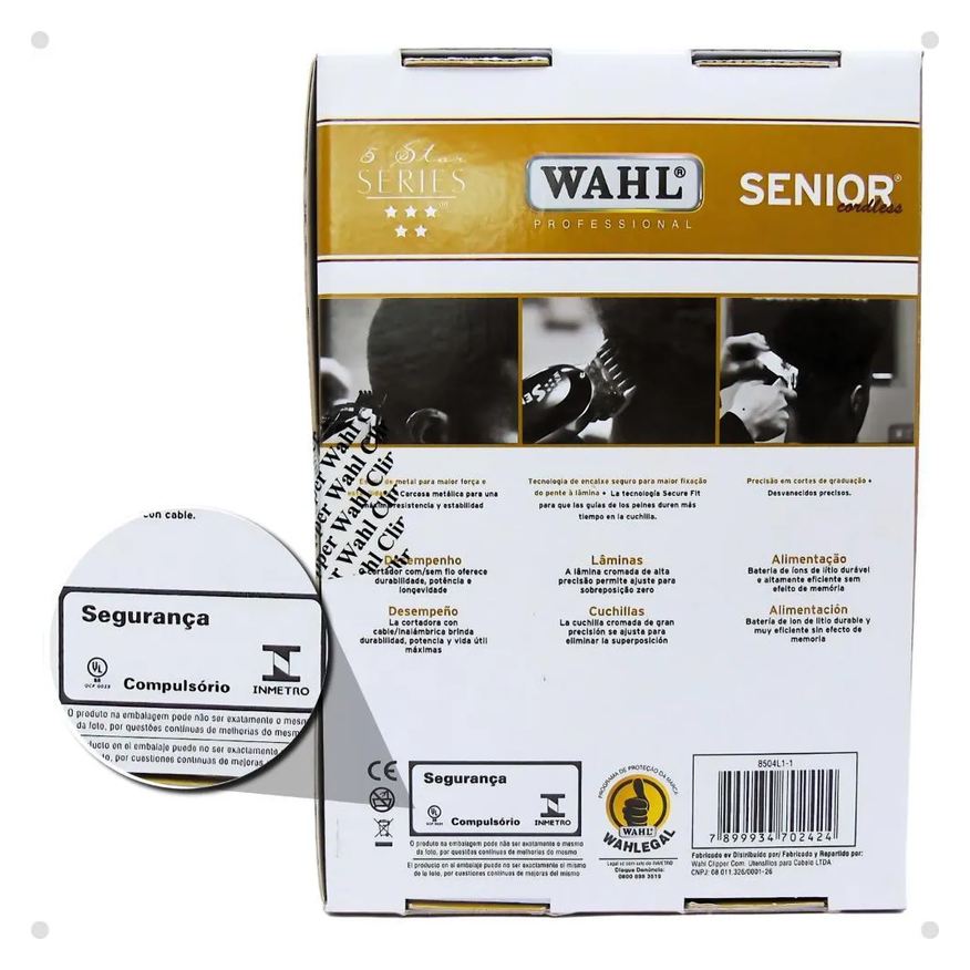 de Máquina Corte Recarregável Wahl Senior Cordless Bivolt