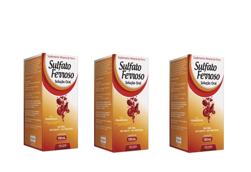 Arte Nativa Kit C/3 Sulfato Ferroso Solução 100ml