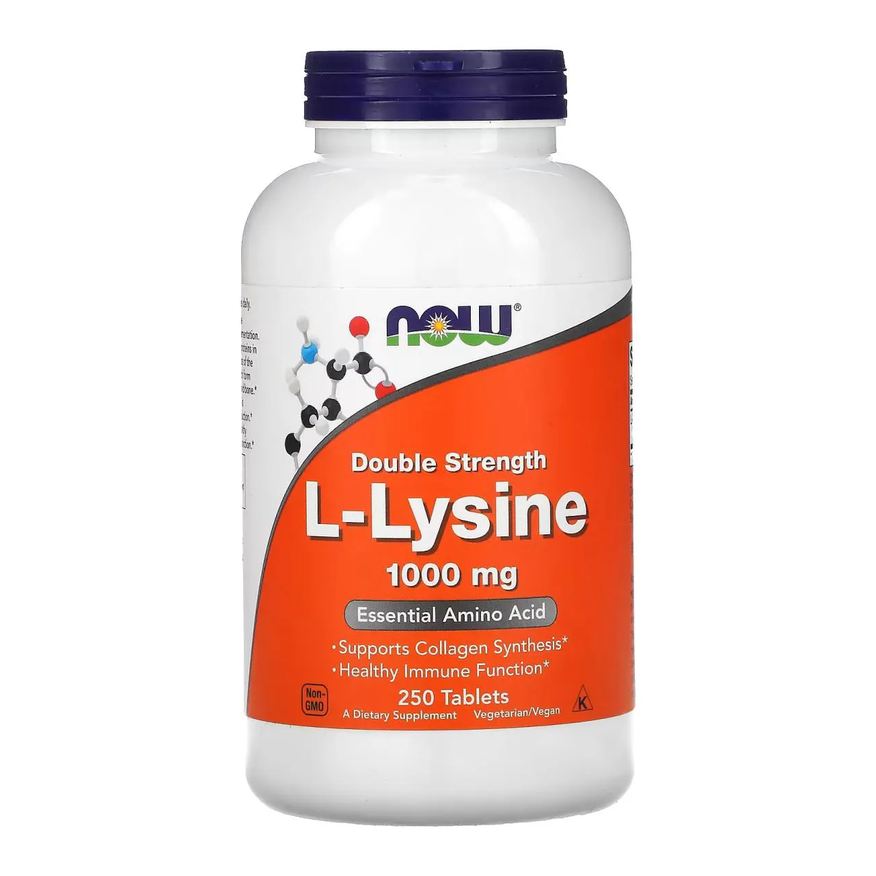 Now Foods Lisina ( L-lysine ) Double Strength 1000mg 250 Tabletes