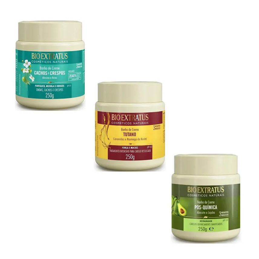 Bio Extratus Kit Cronograma Capilar Nutrição Tutano + Pós Química + Cachos 250g