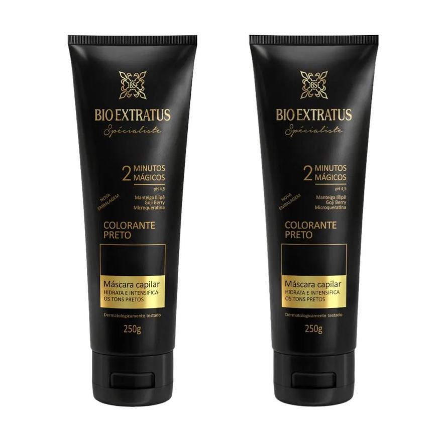 Bio Extratus Kit 2 Mascaras Colorante Preta Reaviva A Cor e Trata 250g