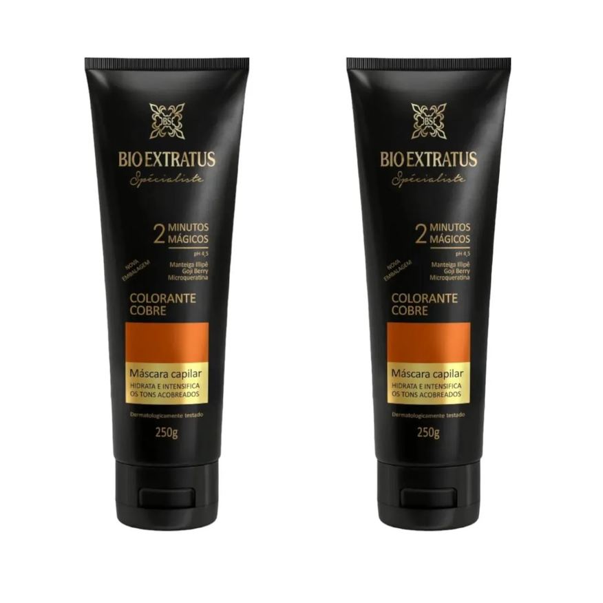 Bio Extratus Kit 2 Mascara Colorante Cobre Reaviva A Cor e Trata 250g