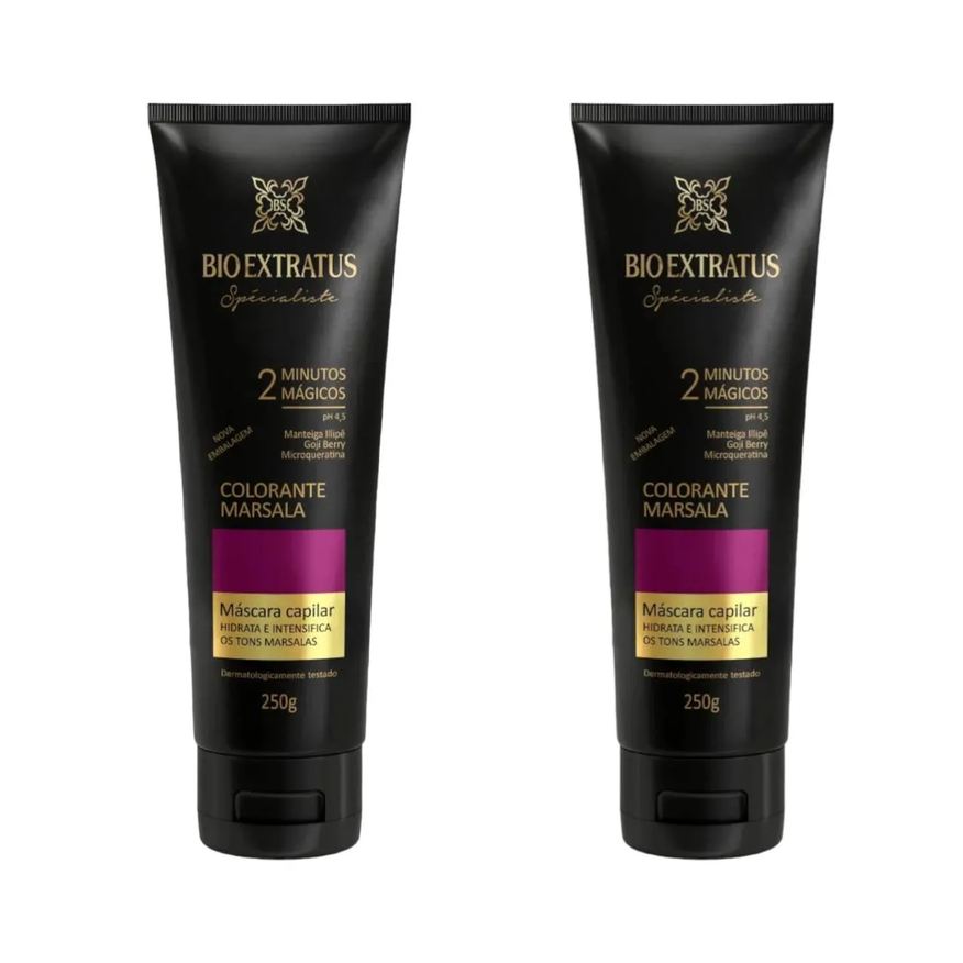 Bio Extratus Kit 2 Mascara Colorante Marsala Reaviva A Cor e Trata 250g