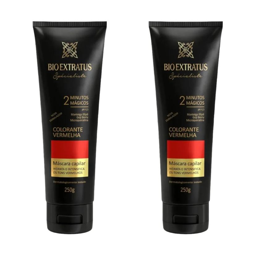 Bio Extratus Kit 2 Mascara Colorante Vermelha Reaviva A Cor e Trata 250g