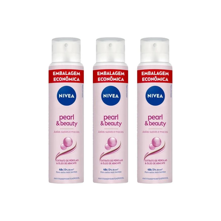 Nivea Desodorante Aero 200ml Fem Pearl Beauty - Kit C / 3un
