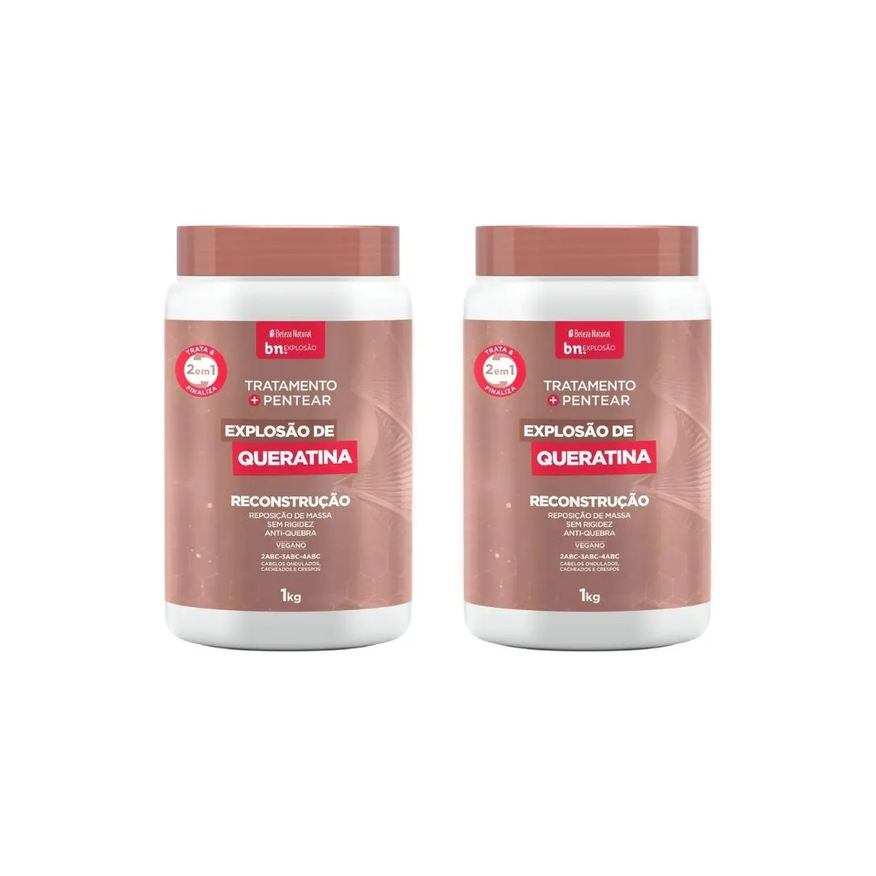 Beleza Natural Creme de Trat 1000g Explosao Queratina - 2un