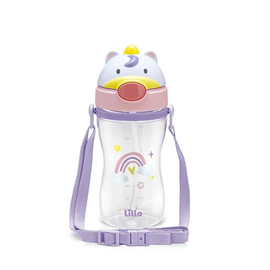 Lillo Copo Infantil Tritan com Alça e Canudo Unicórnio 400ml