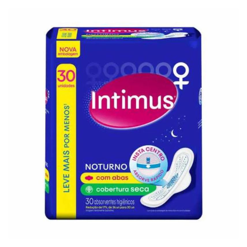 Intimus Absorvente Noturno Seca com Abas - Leve Mais por Menos 30 unidades